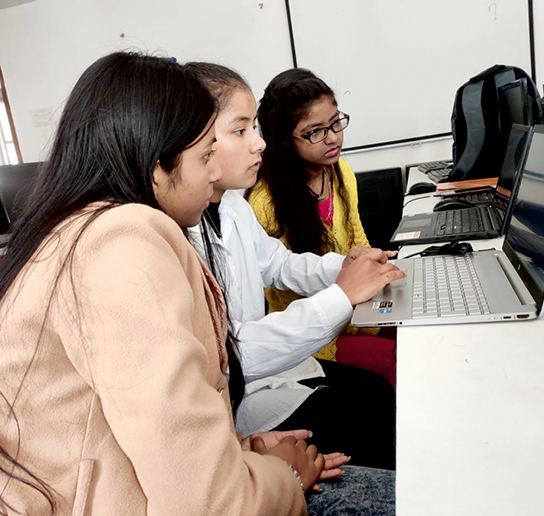Students doing practical in the Best College in Sikkim